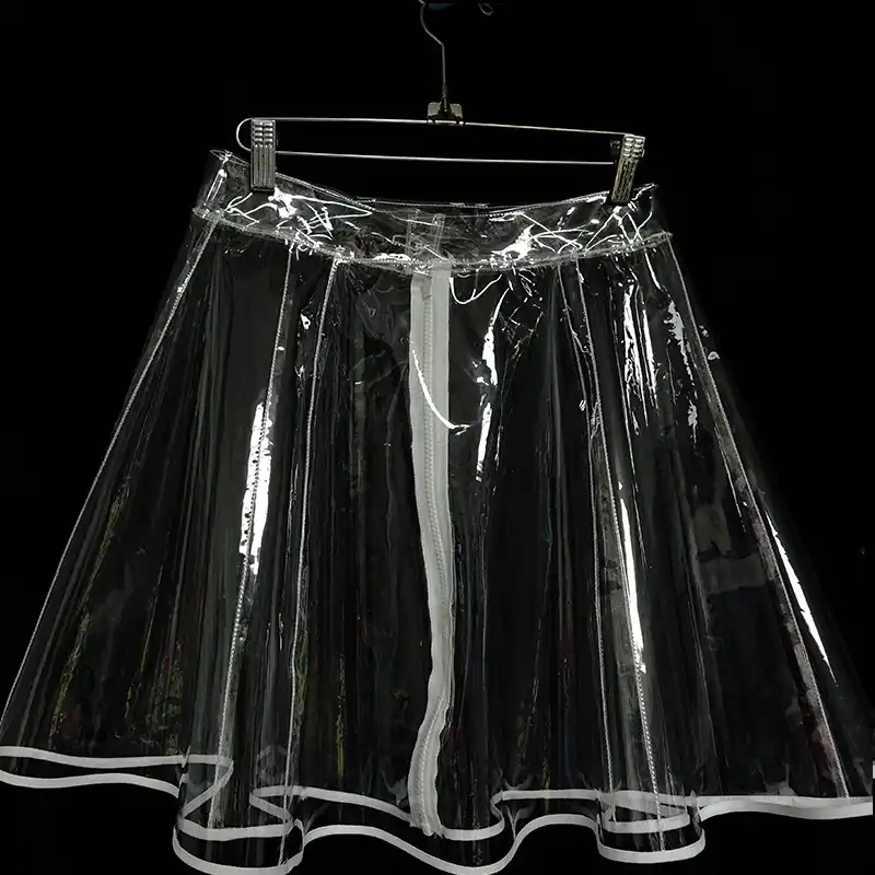 Plastic Lovers Spring and Summer Raincoat Skirt TPU High Waist Button