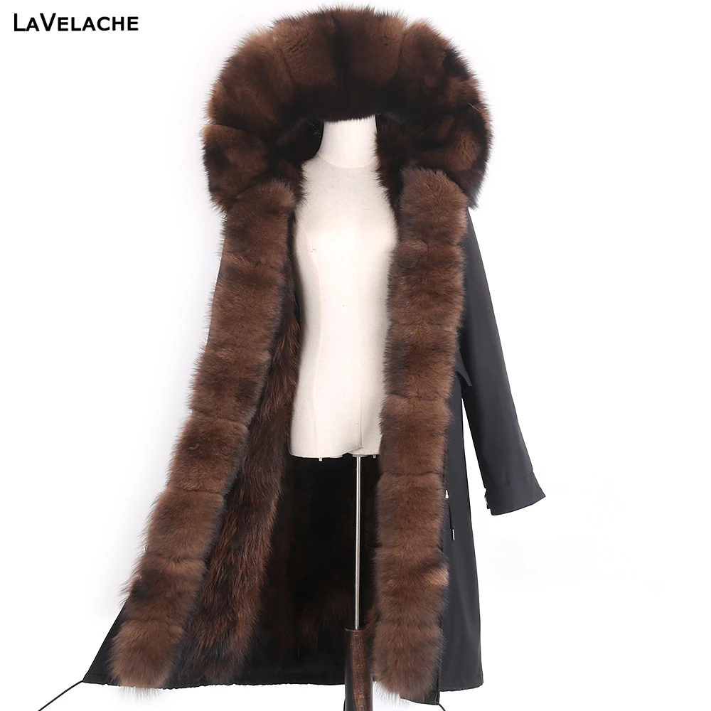 

2020 New Women Jacket Real Fox Fur Coat Winter Womens Coats Natural Fox Fur Liner Raccoon Fur Collar Hood Waterproof Woman Parka