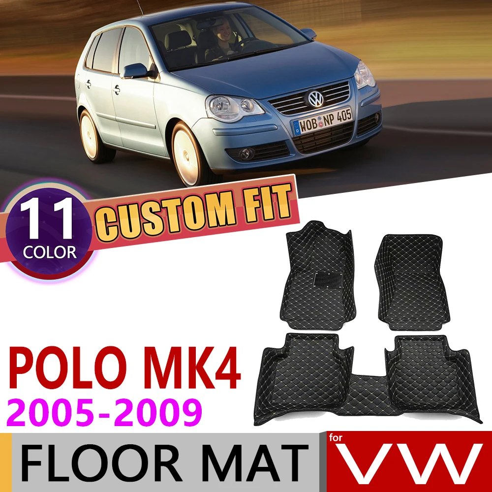 Кожаные автомобильные коврики на заказ для Volkswagen VW Polo MK4 9N 2005 ~ 2009 5 мест Авто