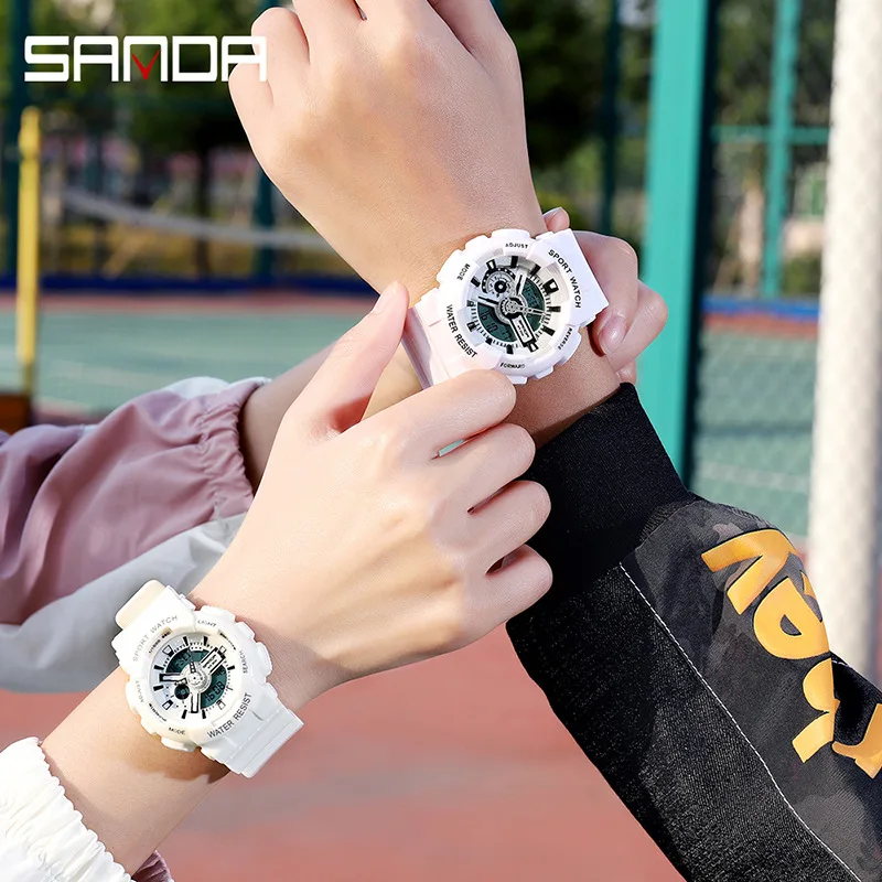 SANDA Rose Gold White Sport Women Watches Fashion LED Digital Ladies Watch Women montre homme Relogio Feminino dourado 2023 New images - 6