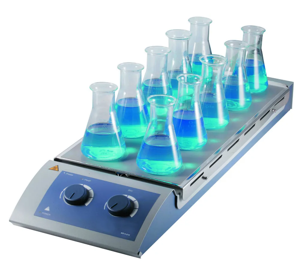 Магнитная горячая пластина мешалка 10 позиционная Рабочая из нержавеющей стали