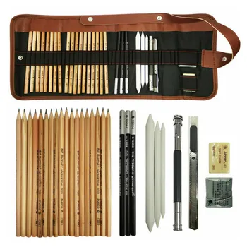 

29Pcs/set Drawing Sketching Pencils Set Full Sketch Kit with Graphite Pencils Paper Brush Pen Mark Charcoal Pencil Extender