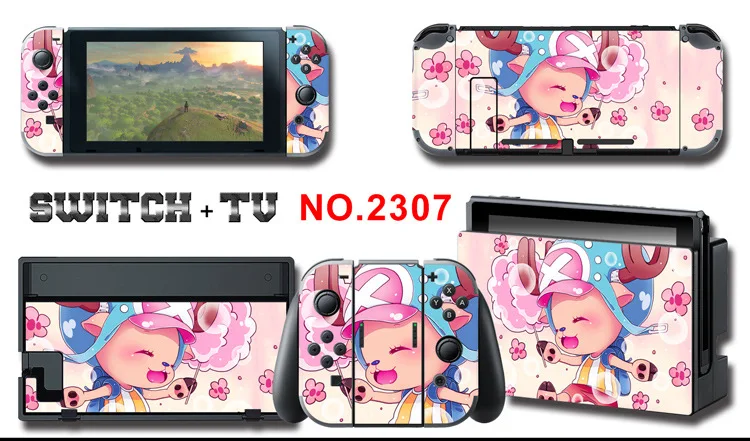 1set New Cute Anime Full Body Sticker for NS Switch Protective Cover Skin Colorful Art for Game Console Joy-Con Controller Decor