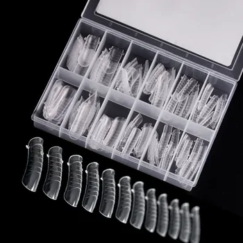 

120 Pcs Quick Building Mold Nail Tips Dual Form False Nails Reusable Clear for Extension Poly Nail Gel Manicure Tools