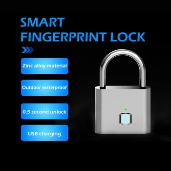 

Waterproof Keyless Fingerprint Lock Portable Anti-Theft Zinc Alloy Security Padlock Suitcase Luggage Case Lock 45x76x13mm