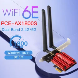 Carte réseau wi fi 802.11AC, 1800 mb/s, PCI E, 2.4 GHz/5GHz, adaptateur sans fil, double bande, compatible avec Bluetooth, Intel AX200, 5.2 p, pour windows 10 