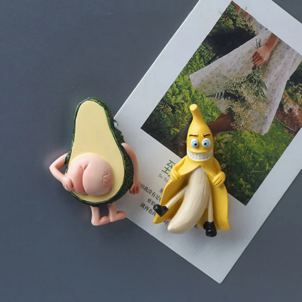 Cute Cartoon 3D Refrigerator Stickers Children's Toys Creative Home Decoration Fruit Magnet Banana Avocado Message Magnetic Sticker Magnetic Fridge Stickers Refrigerator Decor