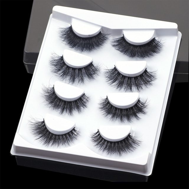 4Pair 3D Mink Eyelashes Fluffy Dramatic Eyelashes Makeup Wispy Mink Lashes Natural Long False Eyelashes Thick Fake Lashes