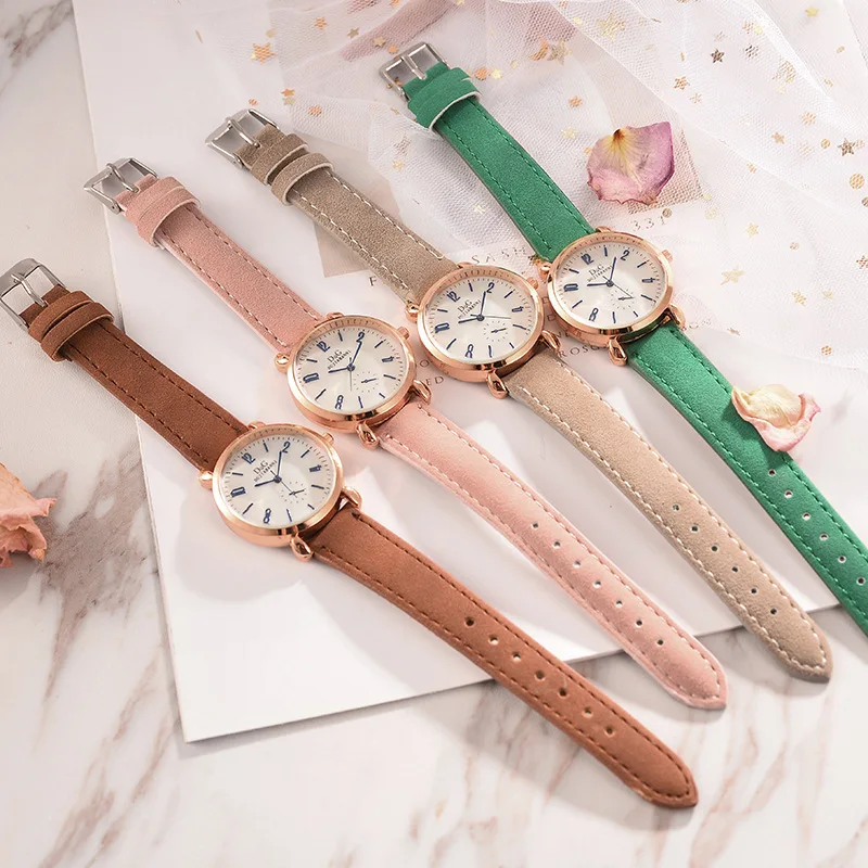 

AliExpress DQG Suede Leather Belt Monocular Ladies' Watch Blueray Hands Quartz Watch Women's