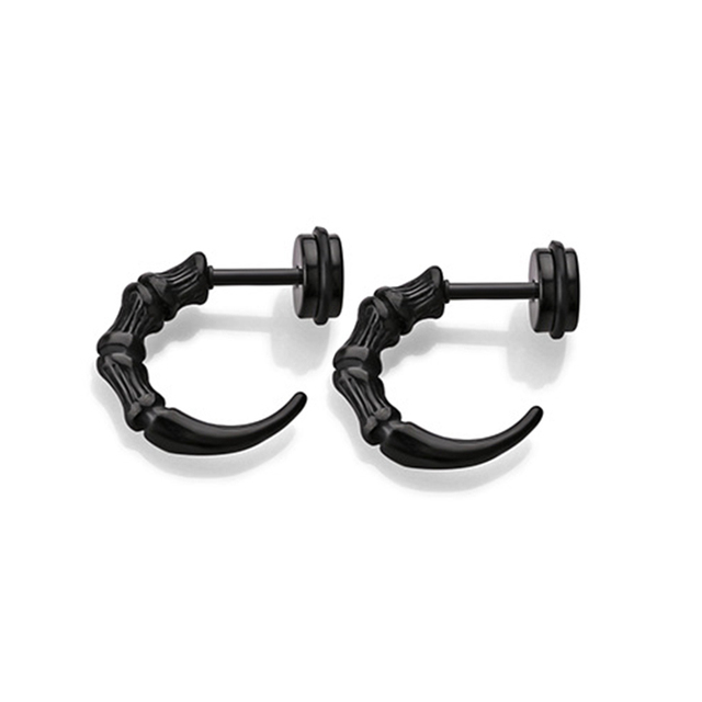 pair Punk Black-color Multiple Styles Stainless Steel Stud Earrings For Men and Women Street Pop Hip Hop Gothic Ear Jewelry