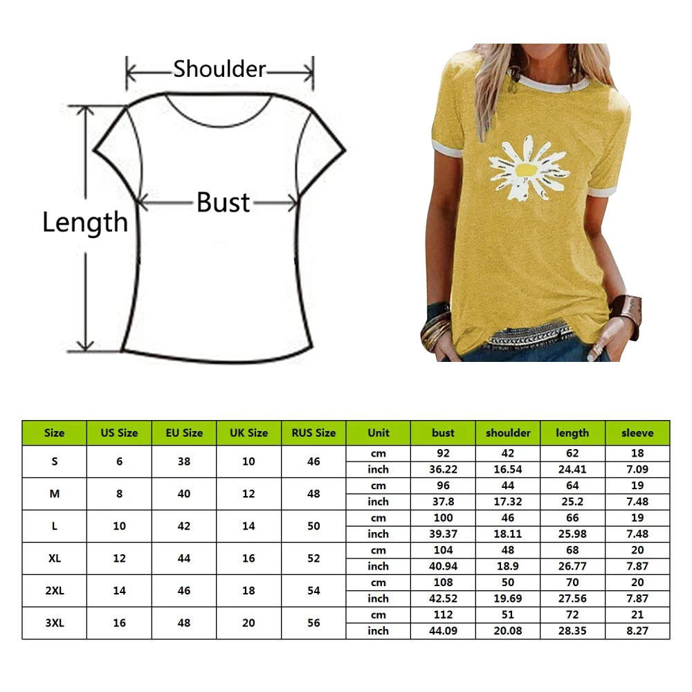 CYSINCOS Women Flower T-shirts Lady Fashion Short Sleeve Clothes Summer Shirt Top Tee O Neck Female Ladies Womens Tee T-Shirt