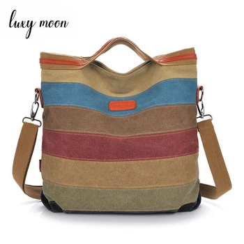 

Luxy Moon Women Canvas Handbag Vintage Female Shoulder Messenger Bag Strip Patchwork Luxury Design Casual Women Tote Bags W171