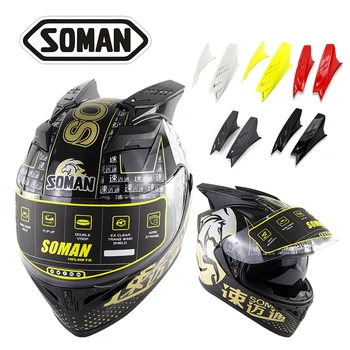 

Soman SM960 Motorbike Helmets Full Face Double Lens Highway Riding Motorcycle Helmet capacete moto motor kask+Spoiler horns