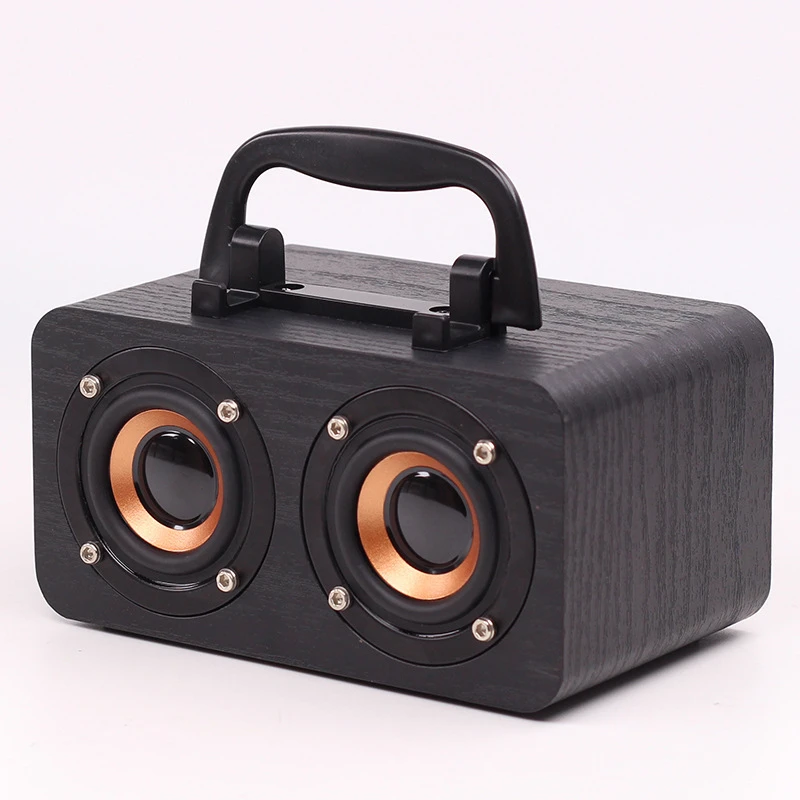 Black Ретро деревянный bluetooth-динамик мобильные телефоны беспроводной fm-радио компьютерные колонки мини аудио USB TF карта caixa de som F4035D - Цвет: Black