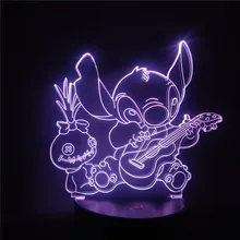 Стежка играющая гитара мультфильм 3d ночник лампа для детей визуальный светодиодный настольная лампа для спальни изменение цвета на рождественский подарок