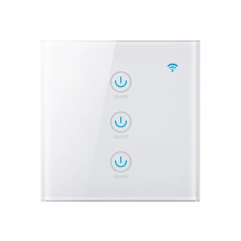 

Smart Wifi Switch EU 3 Gang Tuya Smart Life App Wireless Remote Control Smart House Press Panel Light Switch EU Plug