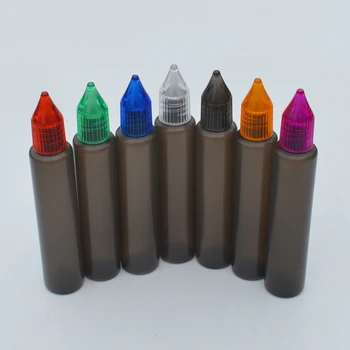 

5pcs 30ml E Liquid Black Plastic Dropper Bottle with Colorful Cap and Long tip Empty Pen Style Bottle