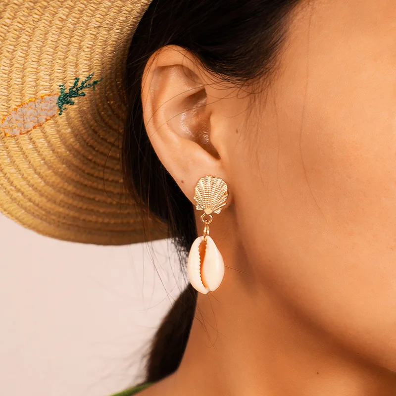 

Tocona Women Beach Boho Gold Color Shell Ocean Conch Pendant Drop Dangle Earring Trend Party Engagement Jewelry Gift C07501