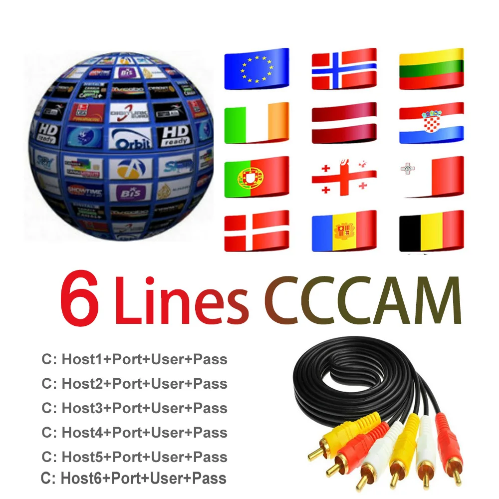Мировой Европа Германия Испания Cccams линии 1 год Европа используется для DVB-S2 Ccams спутниковый ресивер Европа каналы 6 линий