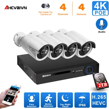 

8Ch 4K Ultra Hd Cctv Camera Security System 8MP Video Surveillance Kit H.265 Outdoor Audio Record Poe IP Camera NVR Set