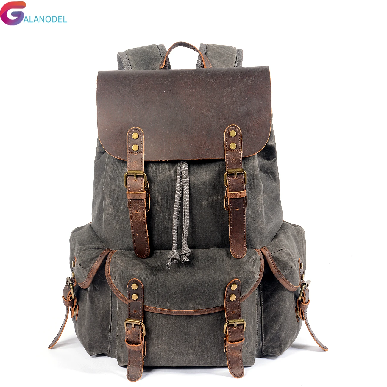 

Capacity Oil Waxed Traveling Students Rucksacks Large Waterproof Laptop Daypacks Pure Cotton Canvas Leather Backpacks