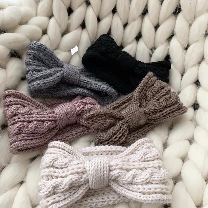 

Online Celebrity Straight Source South Korea Autumn And Winter New Style Knot Knit Yarn Hair Band Wide Versatile Elastic Band He