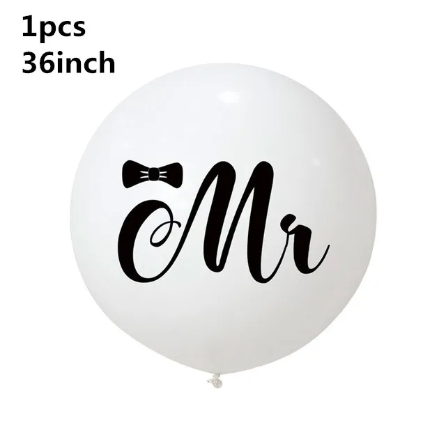Большой размер 36 дюймов Mr Mrs белые латексные воздушные шары для свадебной вечеринки, свадебные вечерние воздушные шарики для свадьбы - Цвет: as the picture