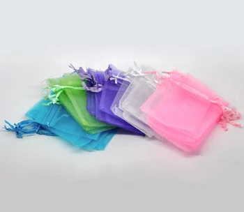 

Doreen Box Organza jewelry storage bags Drawstring Rectangle Mixed 9cm x7cm(3 4/8" x2 6/8"), 100 PCs new