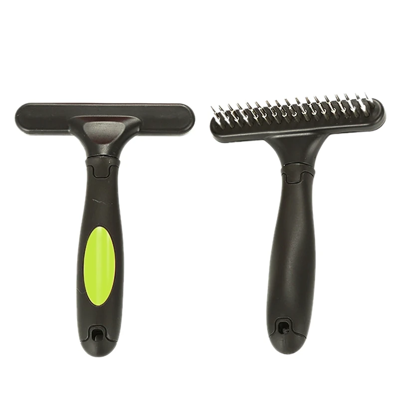 Cepillo antideslizante para cuidado de mascotas, rastrillo para eliminar el pelo de gatos, Mango para perros, cepillo para cachorro, suministros prácticos