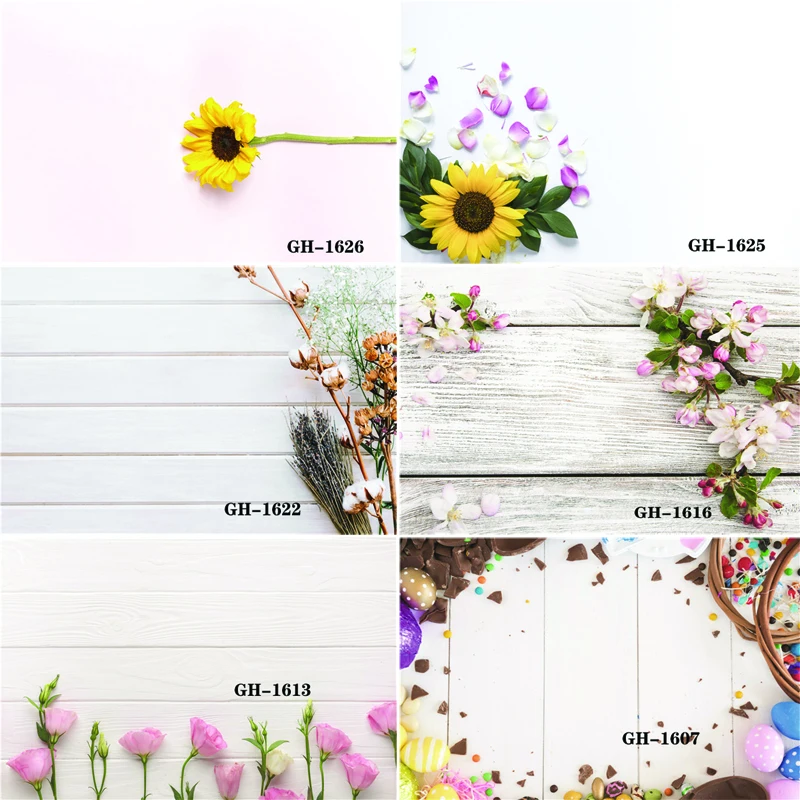 

Vinyl Custom Photography Backdrops Prop Flower and Wooden Planks Theme Photography Background #0151