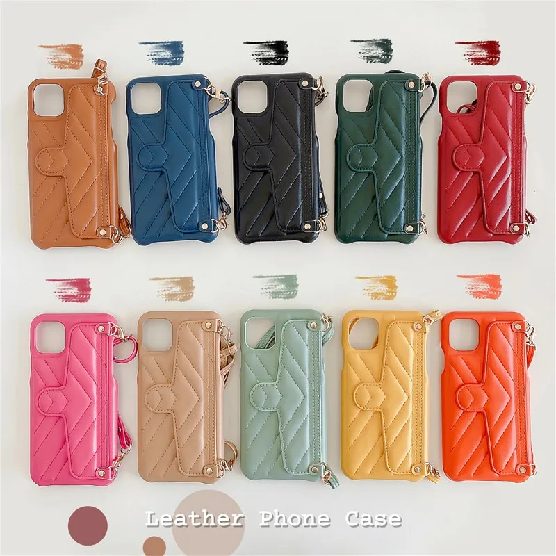

Card package With lanyard girl Phone Cover Case For Iphone X 11 pro Xs Max Xr 10 8 7 Plus se 4.7 Luxury pu leather Coque Fundas