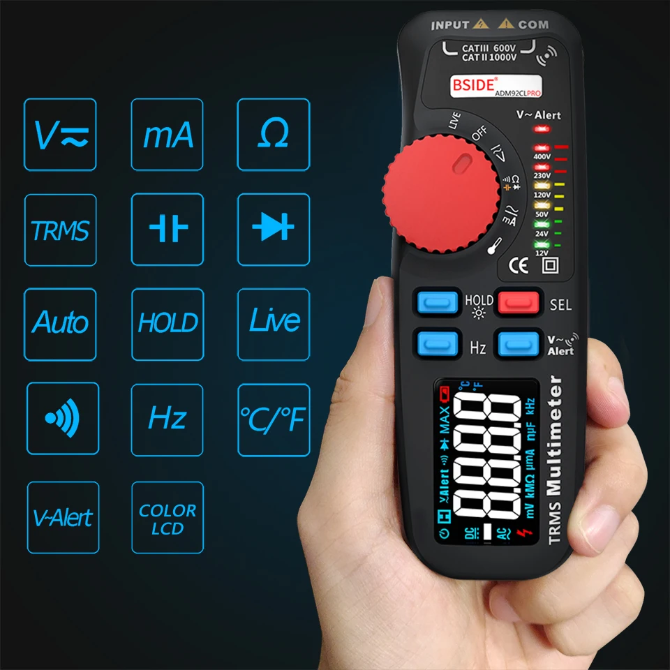 Цифровой вольтметр BSIDE ADM92CL истинное среднеквадратичное значение мультиметр 6000