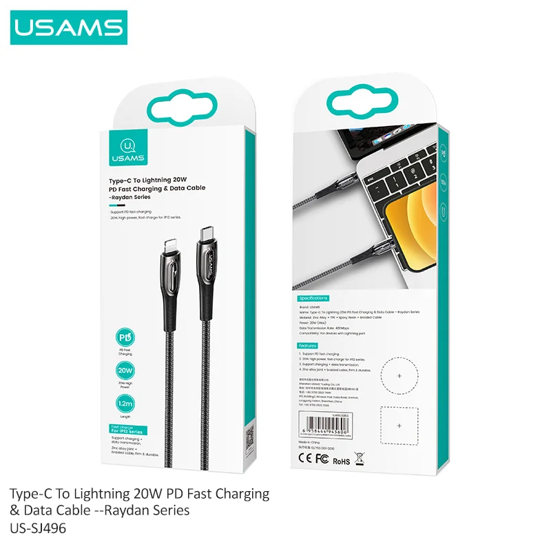 Usams Pd w Type C To Lightning Cable For Iphone 12 Mini Pro Max 11 Max