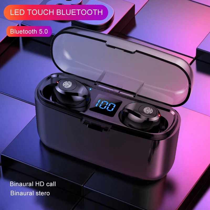 TWS стереонаушники F9 с поддержкой Bluetooth 5 0 и внешним аккумулятором|Наушники