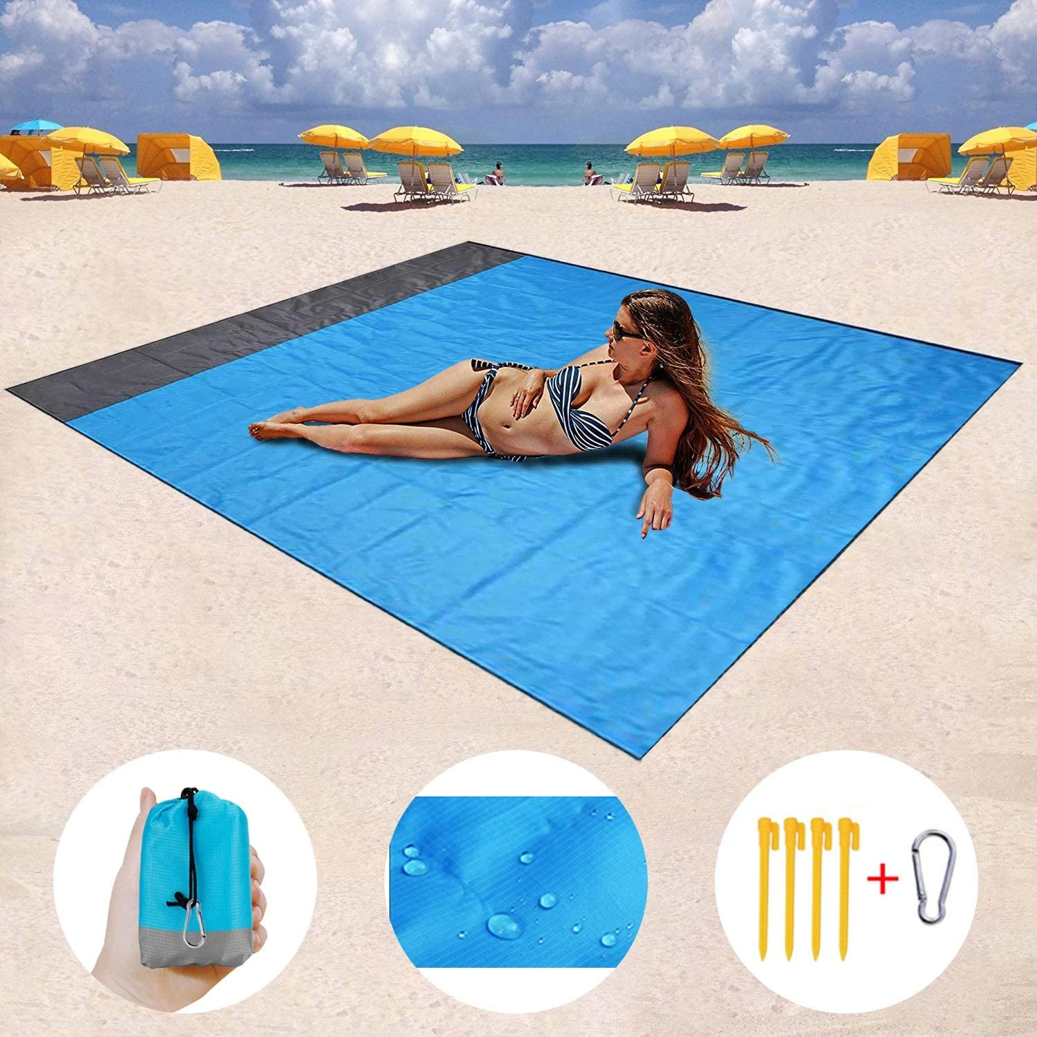 Camping Hiking Outdoor for Beach Premium Pocket Blanket / Compact Picnic Mat 