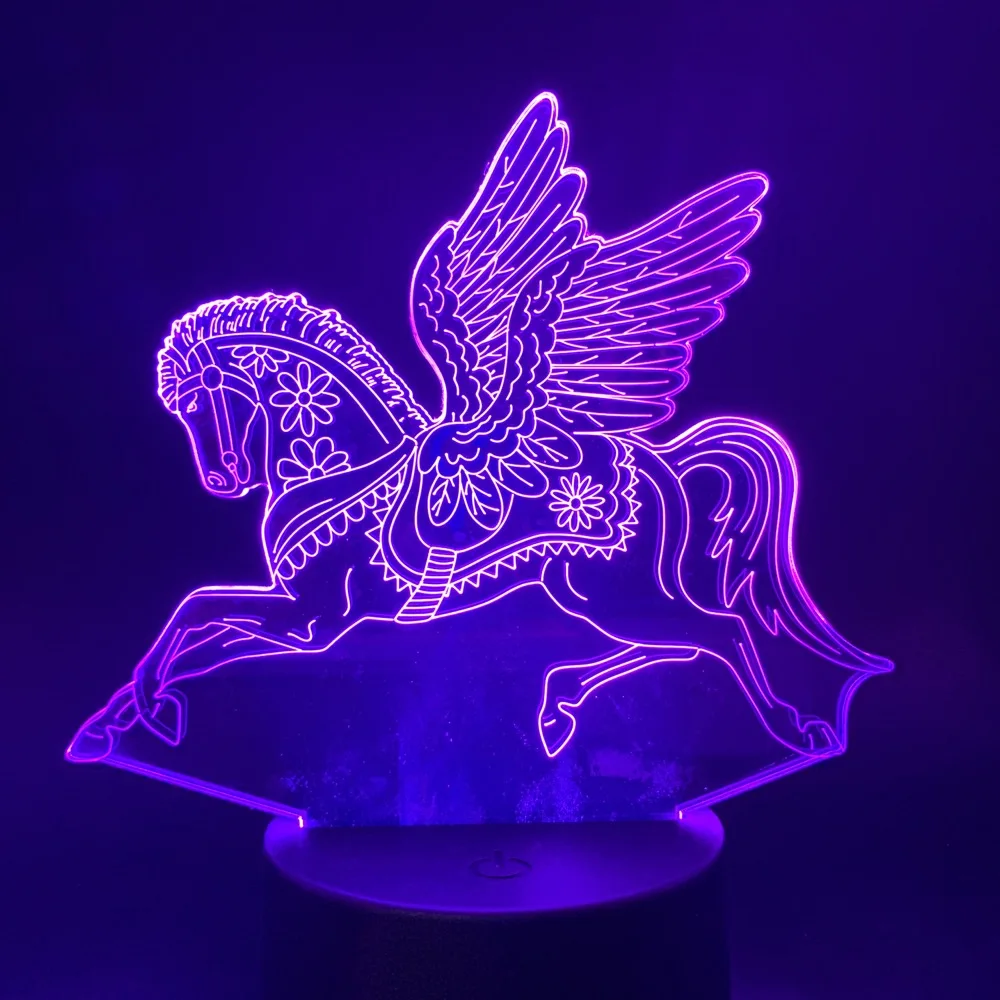 Светодиодный ночник Pegasus сенсорный датчик ночник для детской спальни изменение цвета Детский подарок ночные светильники мультфильм 3D лампа животное Led
