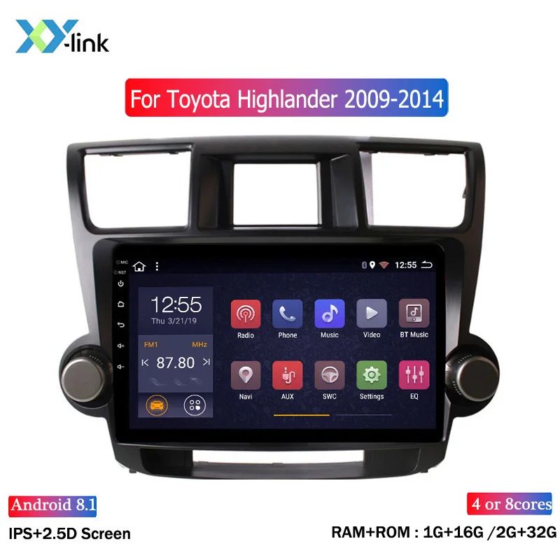 Android 8,1 HD сенсорный экран 10 дюймов gps Навигация стерео для Toyota highlander 2009- Поддержка SWC