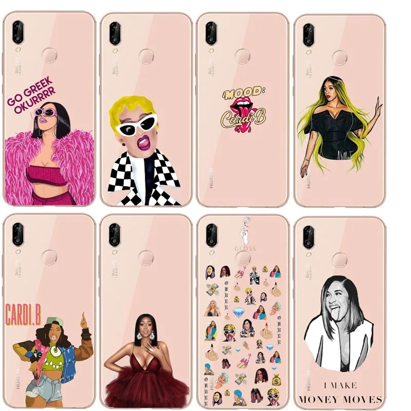 Дизайн American Rap Singer Cardi B для силиконового ТПУ huawei P10 P20LITE P30 P30Por P8 P9LITE mate10Por mate20lite