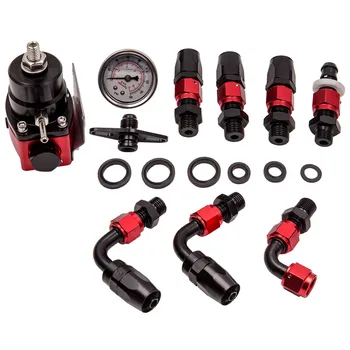 

Aluminum Adjustable Fuel Pressure Regulator Oil + 100psi Gauge AN 6 Fitting End