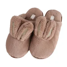 Домашние Нескользящие хлопковые тапочки унисекс; зимние однотонные тапочки с заячьими ушками; милые тапочки на плоской подошве; zapatos de hombre; большие размеры