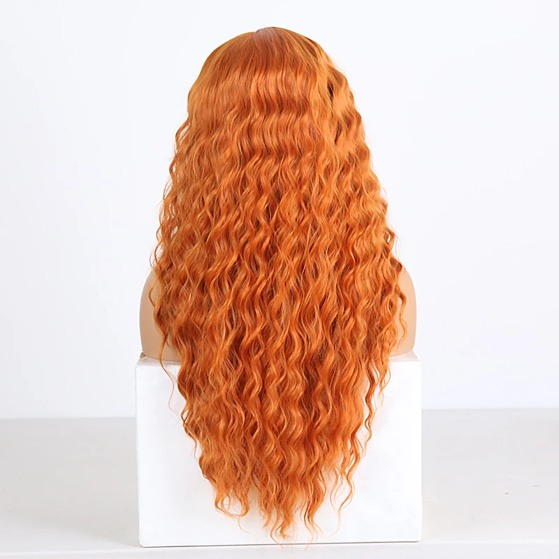 RONGDUOYI Длинные свободные глубокие волосы синтетический парик фронта шнурка боковая часть Косплей парики для женщин Оранжевый цвет волос боковая часть парик шнурка