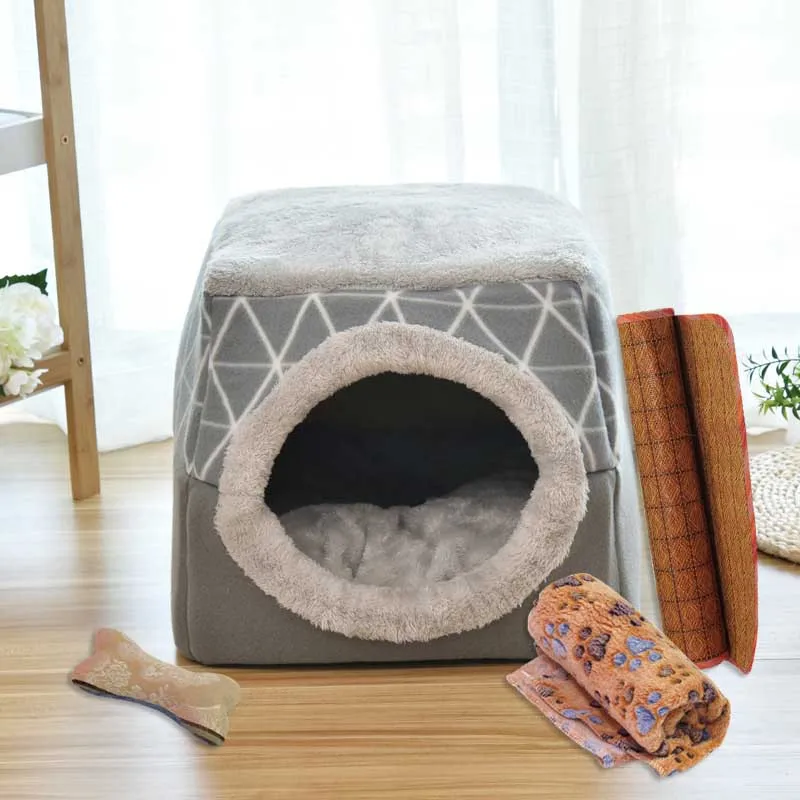 Кошачий подстилка питомник всесезонный Универсальный домик для кошек маленькая теплая одежда для собак Зима кровать удаляемый моющийся коврик для животных