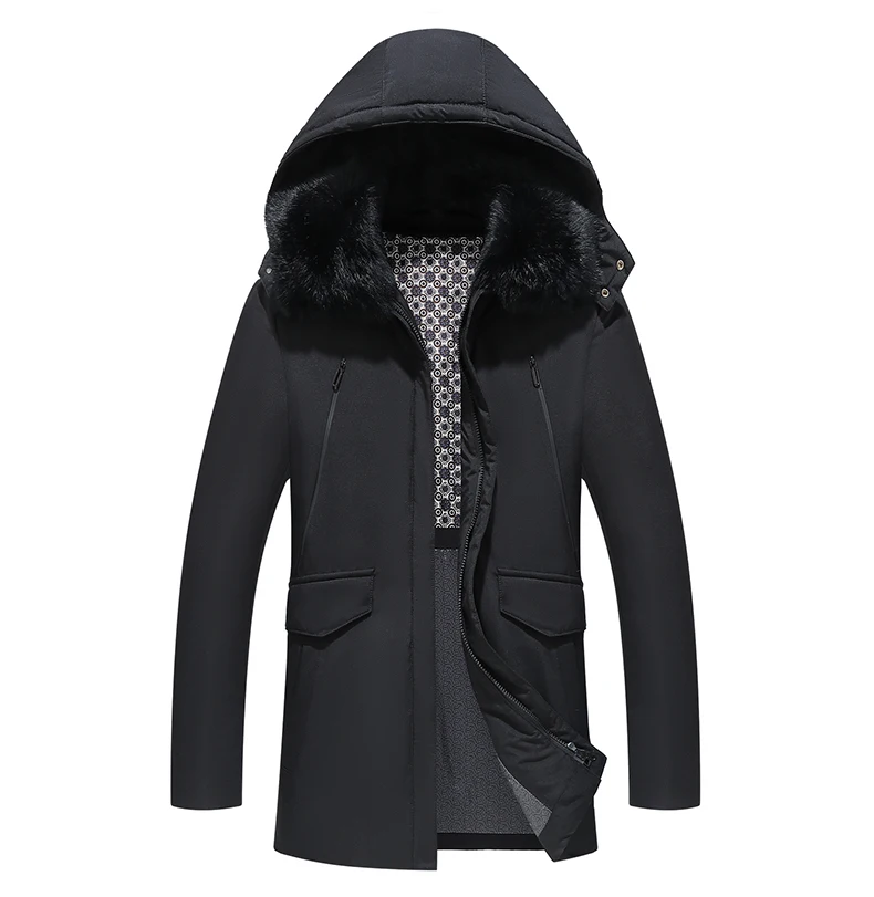 Новинка, зимняя мужская куртка размера плюс 2XL, 3XL, 4XL, 5XL, большой воротник из натурального меха, с капюшоном, пуховик, толстый пуховик, мужское теплое пальто