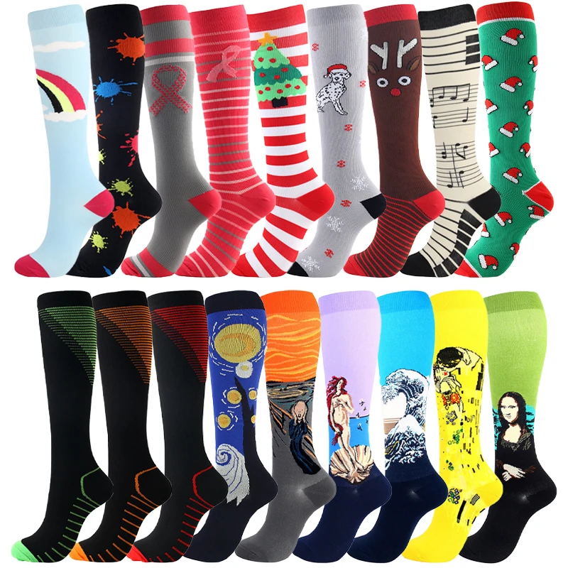 Sports Compression Socks Interesting Patterns Halloween Pressure Running Suitable Varicose Veins Blood Circulation compression socks