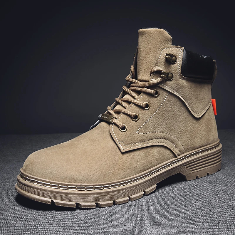 

Black Warm Winter Men Boots Genuine Leather Ankle Boots Lace-up Winter Work Shoes Men's Military Boots for Men 2019