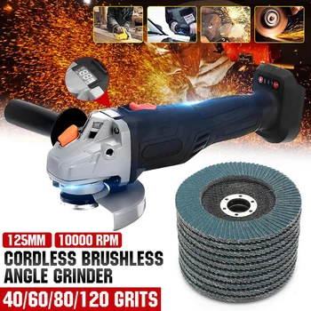 

800W 125mm Cordless Brushless Angle Grinder Electric Angle Grinding Cutting Machine With 10 Flap Discs For 18V Makita Battery