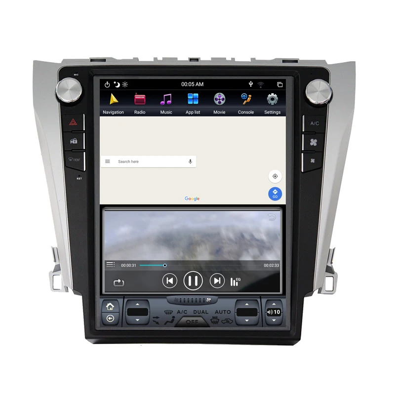 Android 9.0 Tesla Vertical Screen GPS Navigation For Toyota Camry 2012- Audio Player 12.1 Inch 1920*1080 Unit