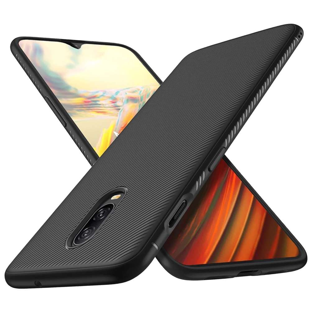 Черный Чехол One Plus 7, роскошный силиконовый чехол для телефона etui One Plus 7 Pro, стильная задняя крышка из углеродного волокна, мягкий ТПУ чехол для телефона - Цвет: Черный