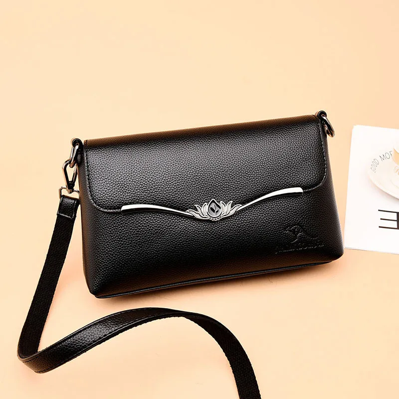 

2019 New Style Korean-style Shoulder Bag Simple Fashion Soft Leather WOMEN'S Bag Shoulder Hand Bag Dual
