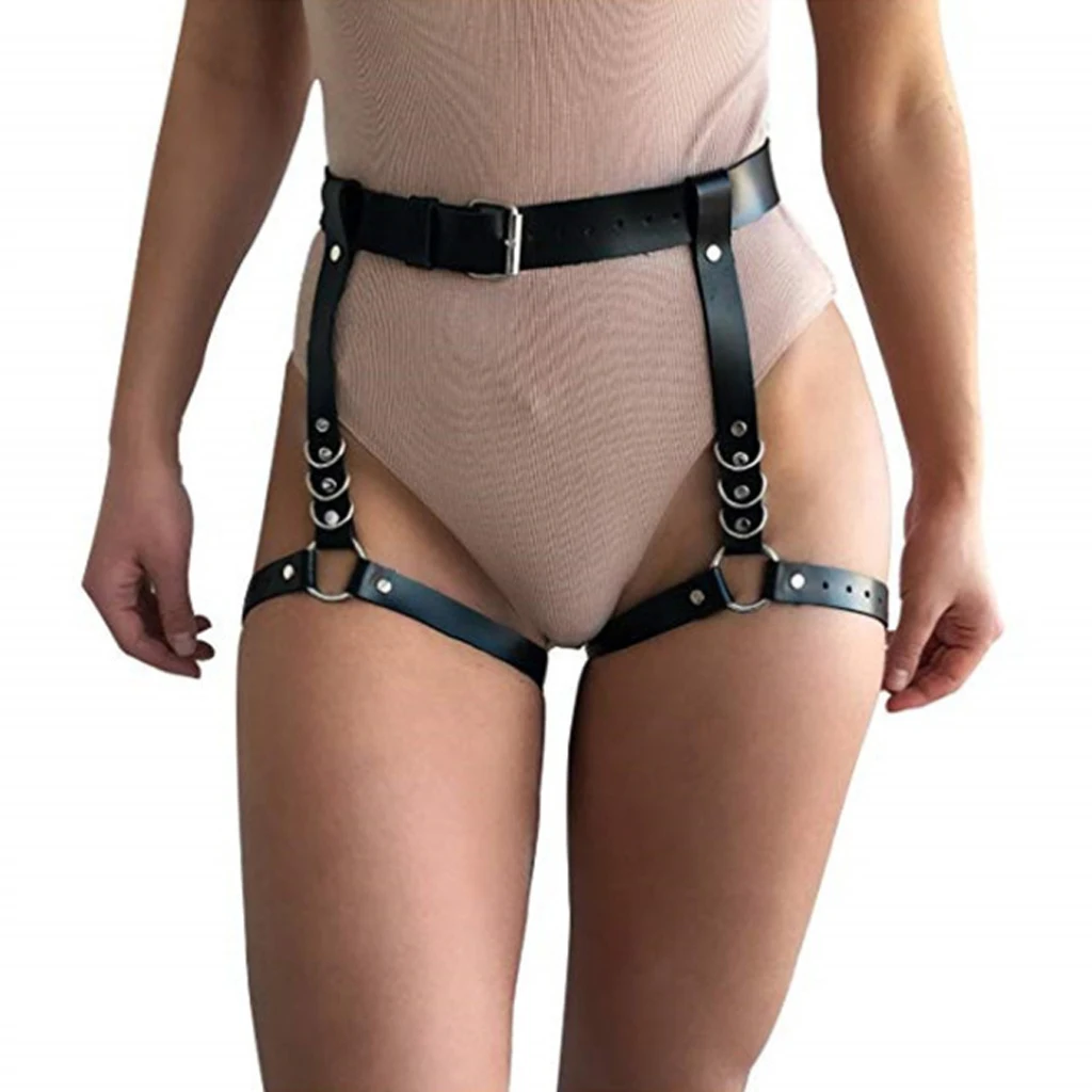 PU Leather Body Harness Waist Belt Leg Garter Punk Gothic Suspenders Band Strap punk style adjustable waist Night Club leg rings